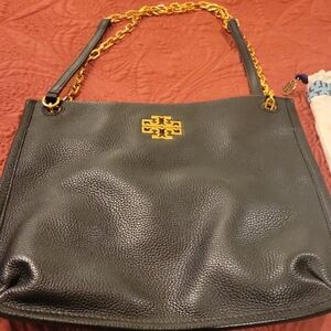 Tory Burch Black Leather Tote Bag